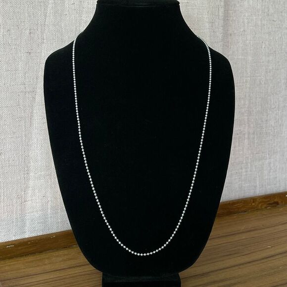 Vintage Sterling Silver 925 Dog Tag/ Ball Bead Chain Necklace 6+ grams 30 inches - Picture 2 of 4